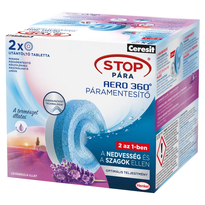 Ceresit Stop Pára Aero 360° páramentesítő utántöltő tabletta levendula illattal 2 x 450 g (900 g)