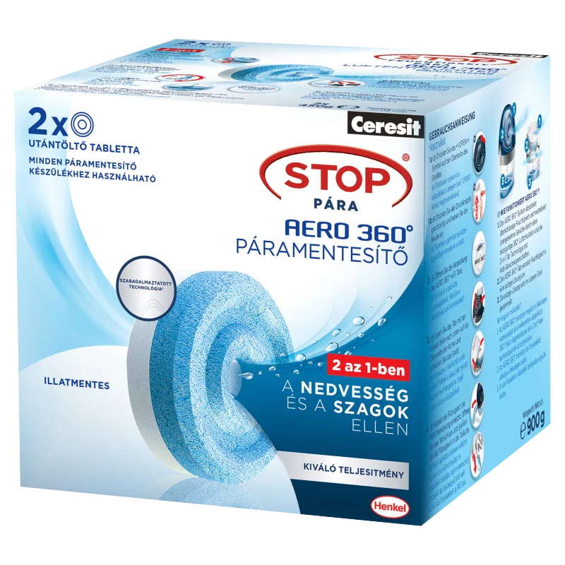 Ceresit Stop Pára Aero 360° illatmentes páramentesítő utántöltő tabletta 2 x 450 g (900 g)