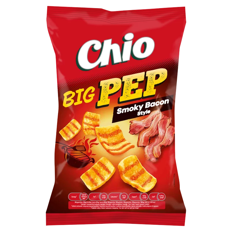 Chio Big Pep Smoky Bacon Style bacon ízű búza-burgonyasnack 65 g