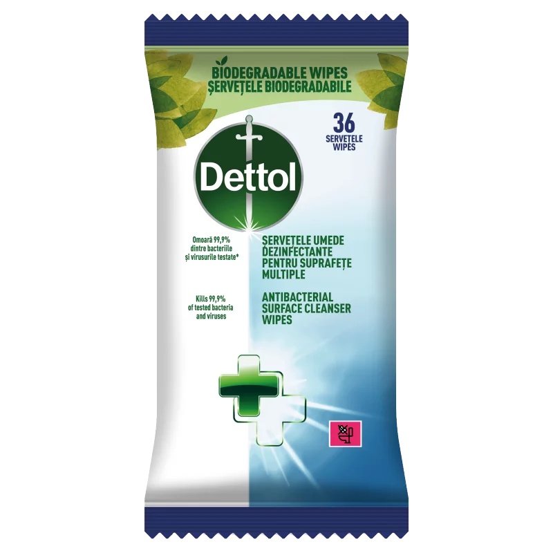 Dettol antibakteriális felülettisztító törlőkendő 36 db