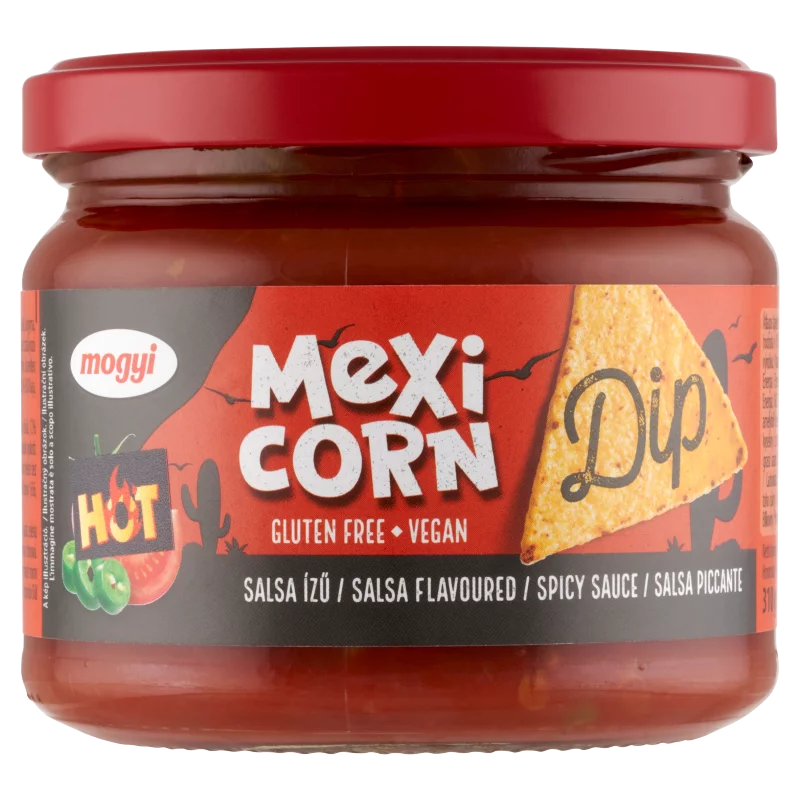 Mogyi Mexi Corn Dip Salsa ízű csípős, fűszeres szósz paradicsommal 310 g 