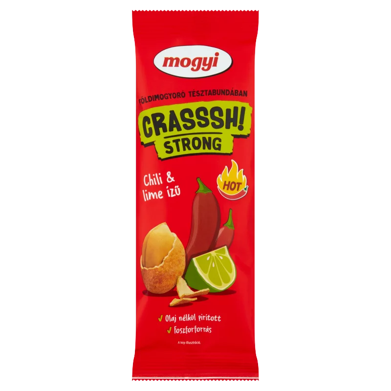Mogyi Crasssh! Strong pirított földimogyoró chili & lime ízű tésztabundában 60 g