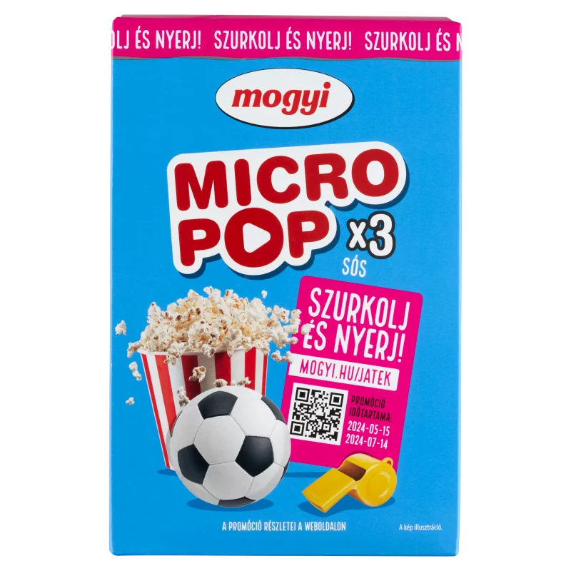 Mogyi Micro Pop sós, mikrohullámú sütőben elkészíthető pattogatni való kukorica 3 x 100 g (300 g)
