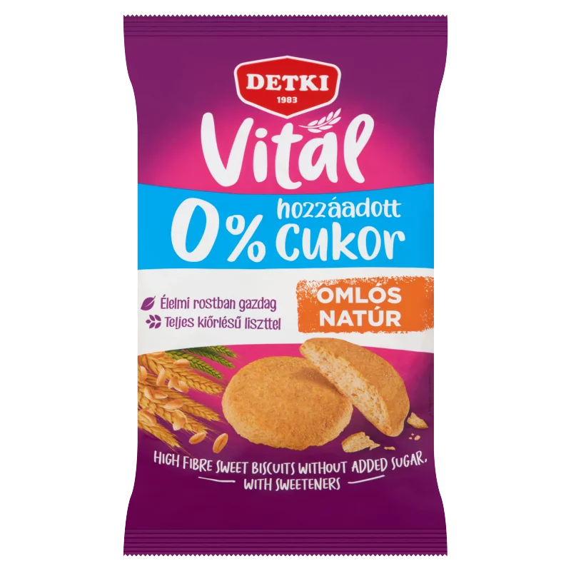 Detki Vital édes omlós natúr keksz hozzáadott cukor nélkül, édesítőszerekkel 180 g