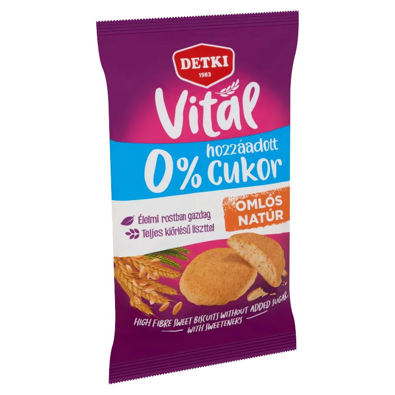 Detki Vital édes omlós natúr keksz hozzáadott cukor nélkül, édesítőszerekkel 180 g