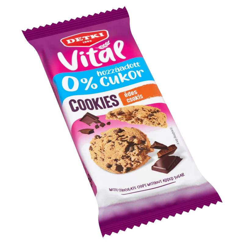 Detki Vital omlós keksz csokoládé darabokkal és édesítőszerekkel, cukor hozzáadása nélkül 130 g