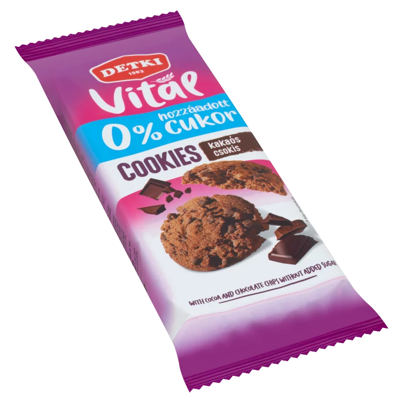Detki Vital Cookies kakaós omlós keksz csokoládé darabokkal és édesítőszerekkel 130 g