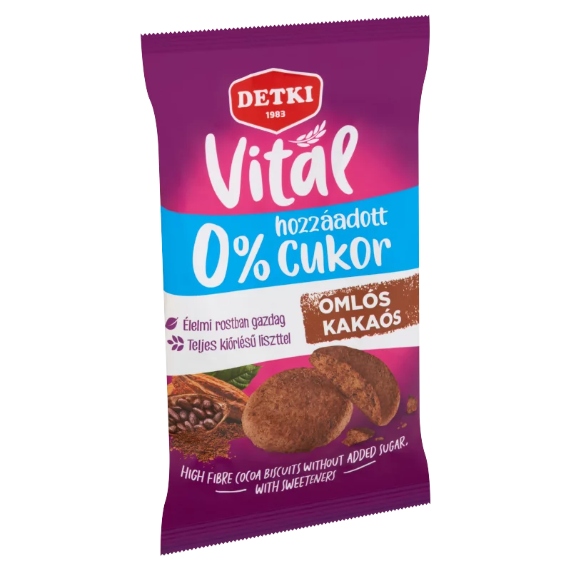 Detki Vital omlós kakaós keksz hozzáadott cukor nélkül, édesítőszerekkel 180 g