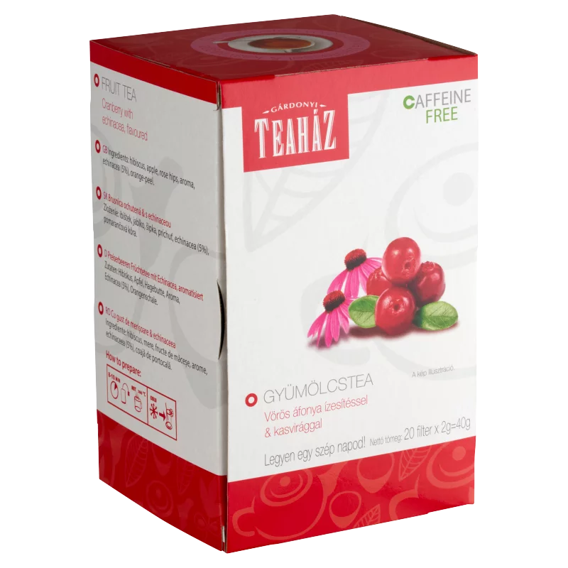 Gárdonyi Teaház gyümölcstea vörös áfonya ízesítéssel & kasvirággal 20 filter 40 g