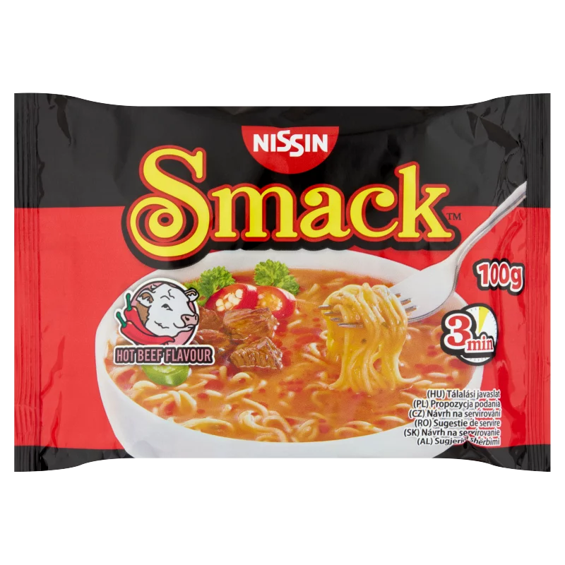 Nissin Smack csípős marha ízű instant tésztaleves 100 g