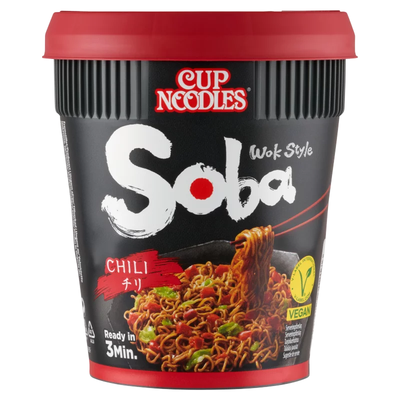 Nissin Cup Noodles Soba instant tészta búzalisztből chili ízesítő szósszal 92 g