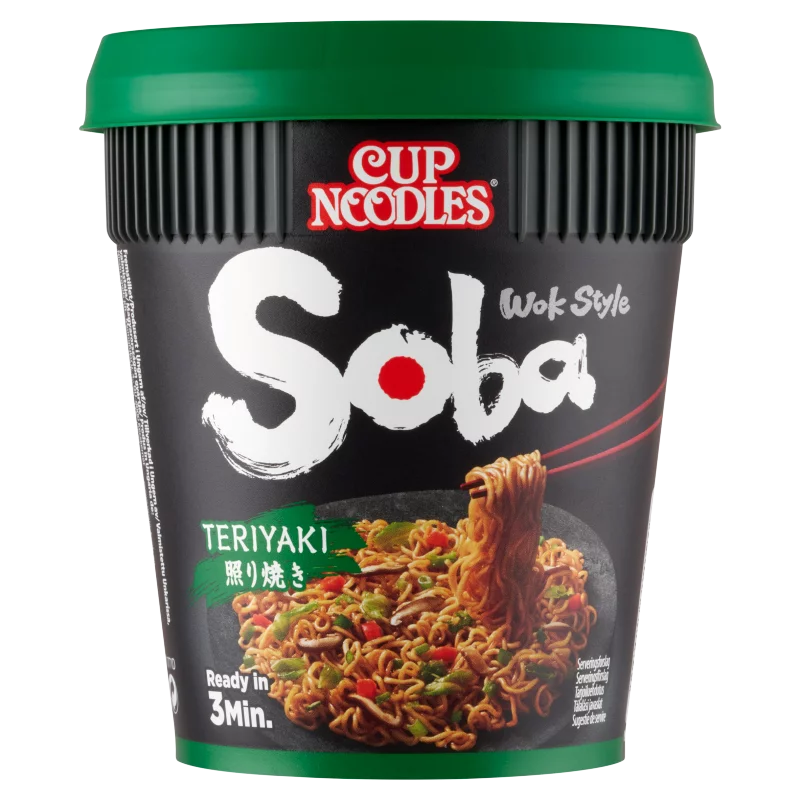 Nissin Cup Noodles Soba instant tészta búzalisztből teriyaki ízesítő szósszal 90 g