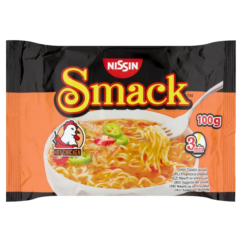 Nissin Smack csípős csirke ízű instant tésztaleves 100 g