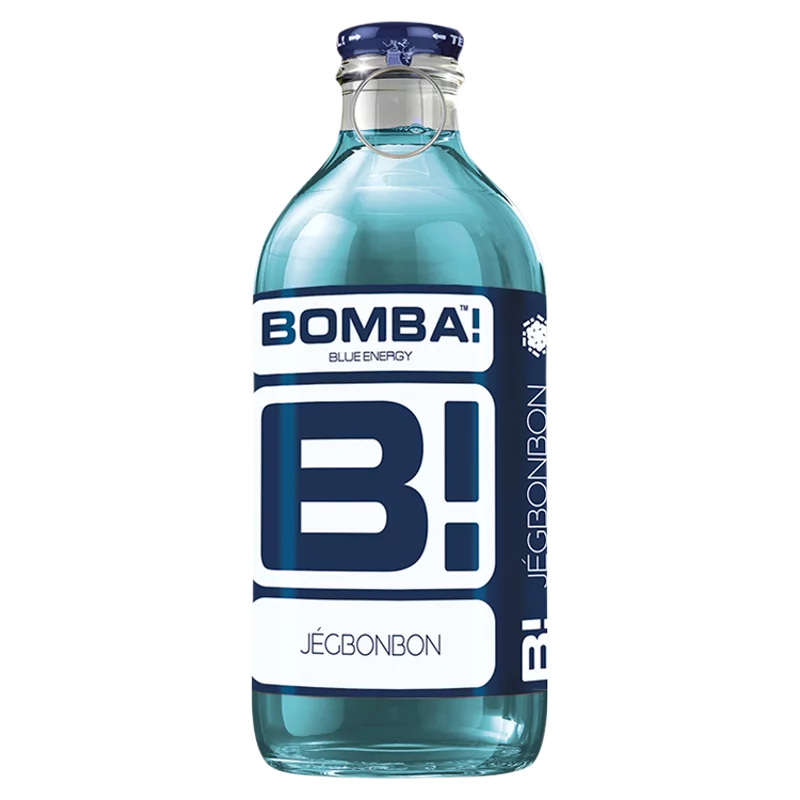 BOMBA! Blue Energy koffein tartalmú üdítőital jégbonbon ízesítéssel inozittal és vitaminokkal 250 ml
