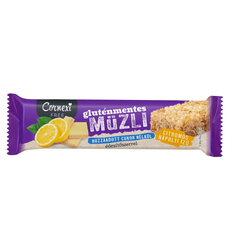 Cornexi müzliszelet 25g citromos nápolyi ízű édesítőszerrel, HCN, GM
