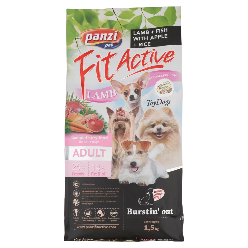 Panzi Fit Active Hypoallergenic Toy Dogs bárány + alma szárazeledel felnőtt kutyák számára 1,5 kg