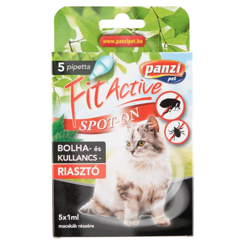 Panzi Fit Active Spot-On bolha- és kullancsriasztó macskák részére 5 x 1 ml