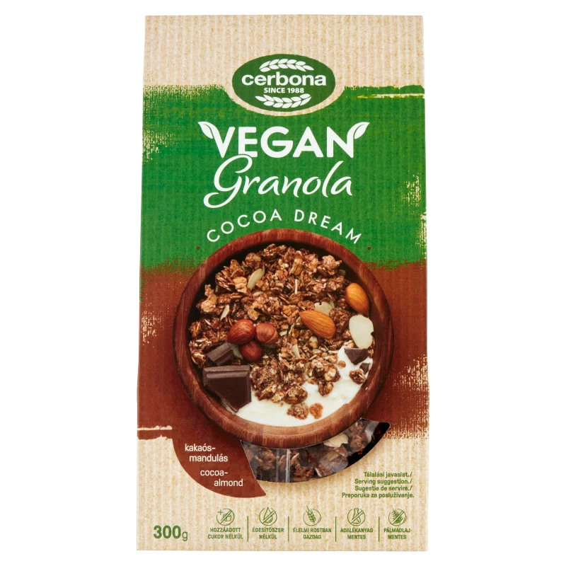 Cerbona Vegan Kakaós-mandulás granola müzli 300 g