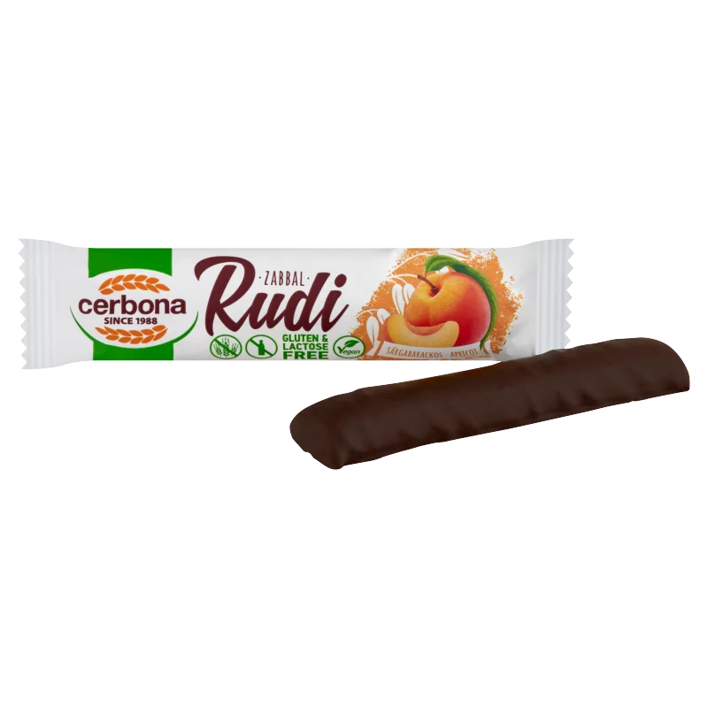 Cerbona Rudi gluténmentes laktózmentes zabrúd sárgabarackos töltelékkel kakaós bevonattal 30 g