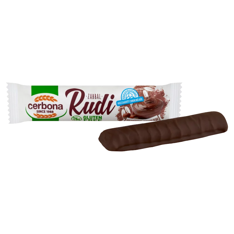 Cerbona Rudi gluténmentes zabrúd mogyorókrém töltelékkel kakaós bevonattal édesítőszerrel 30 g