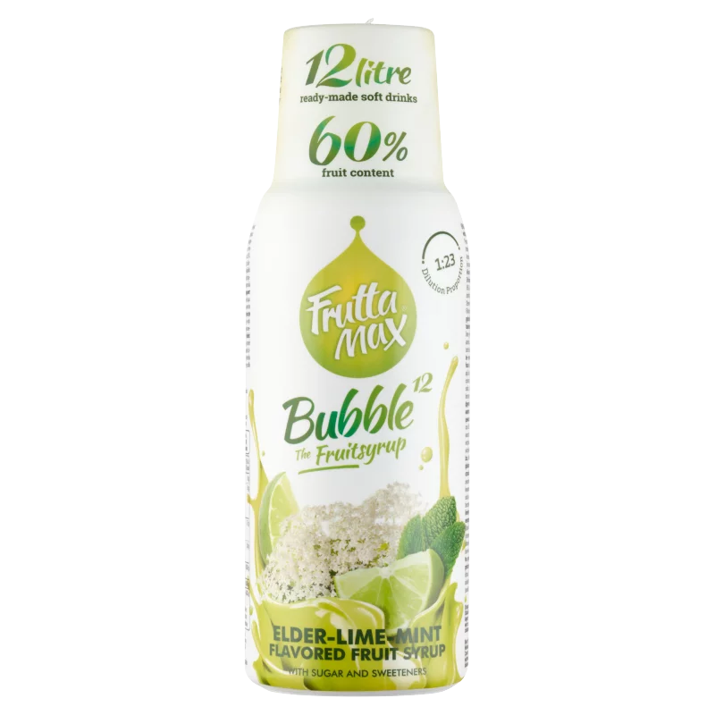 FruttaMax Bubble¹² bodza-lime-menta ízű gyümölcsszörp izocukorral és édesítőszerekkel 500 ml