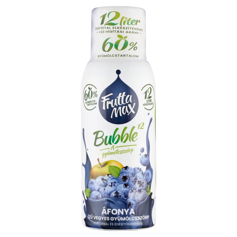 FruttaMax Bubble¹² áfonya ízű vegyes gyümölcsszörp cukorral és édesítőszerekkel 500 ml