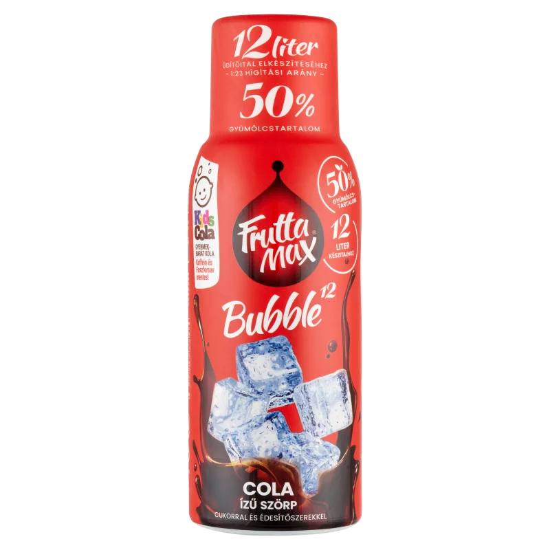 FruttaMax Bubble¹² Kids Cola cola ízű szörp cukorral és édesítőszerekkel 500 ml