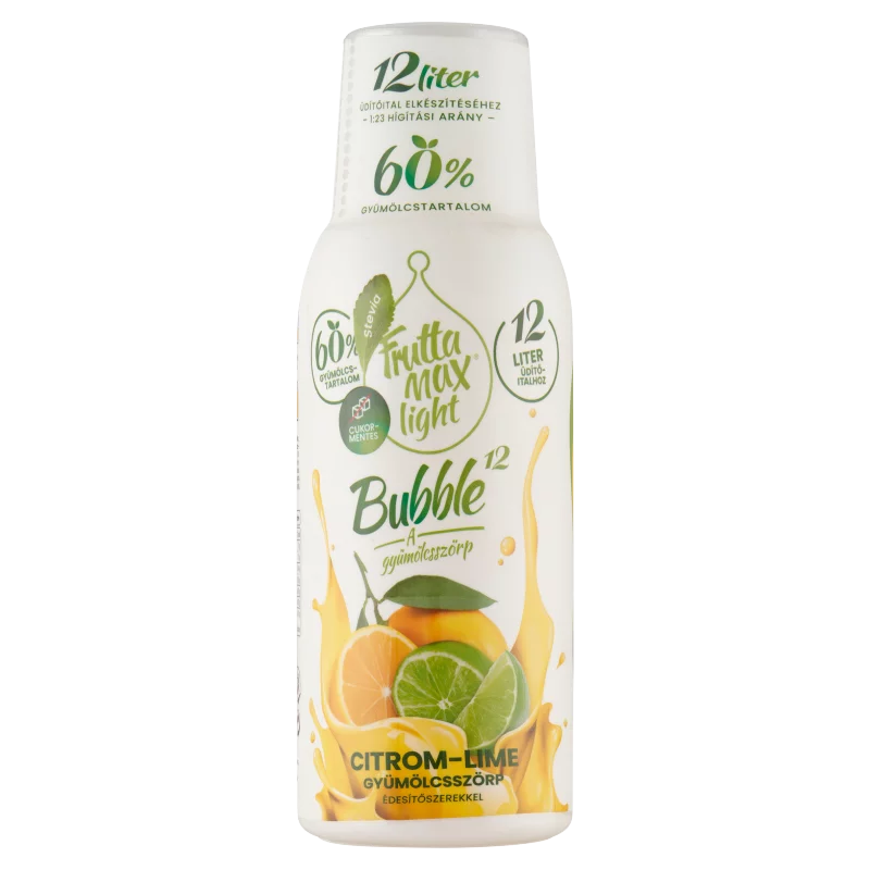FruttaMax Light Bubble¹² citrom-lime gyümölcsszörp édesítőszerekkel 500 ml