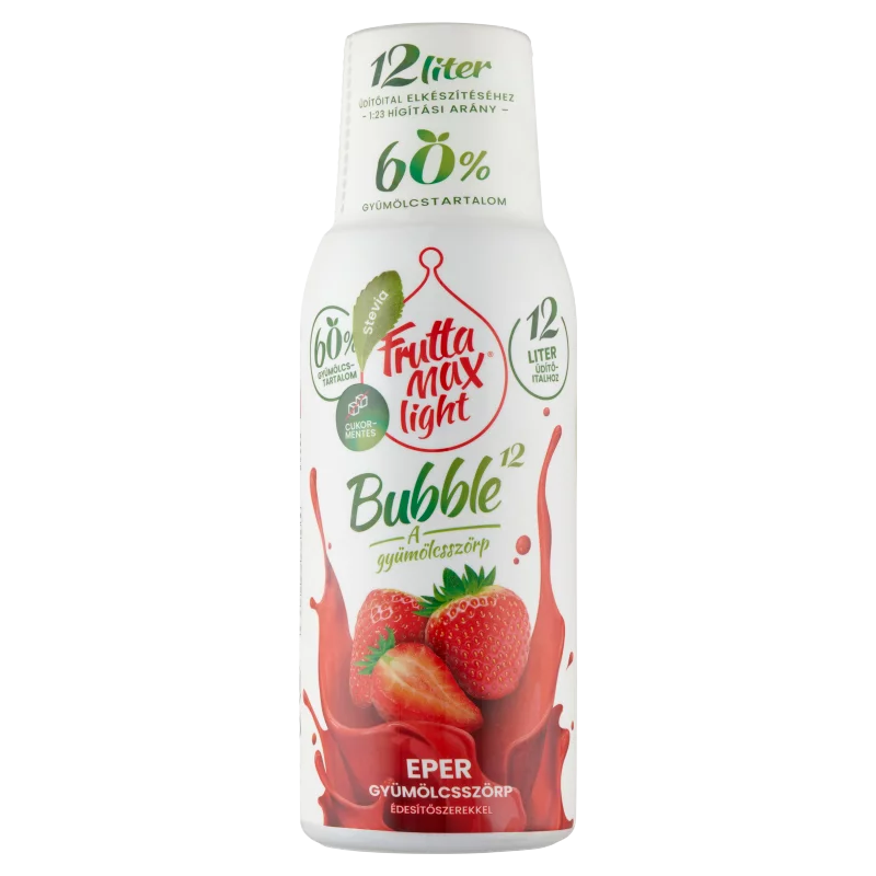 FruttaMax Light Bubble¹² eper ízű gyümölcsszörp édesítőszerekkel 500 ml