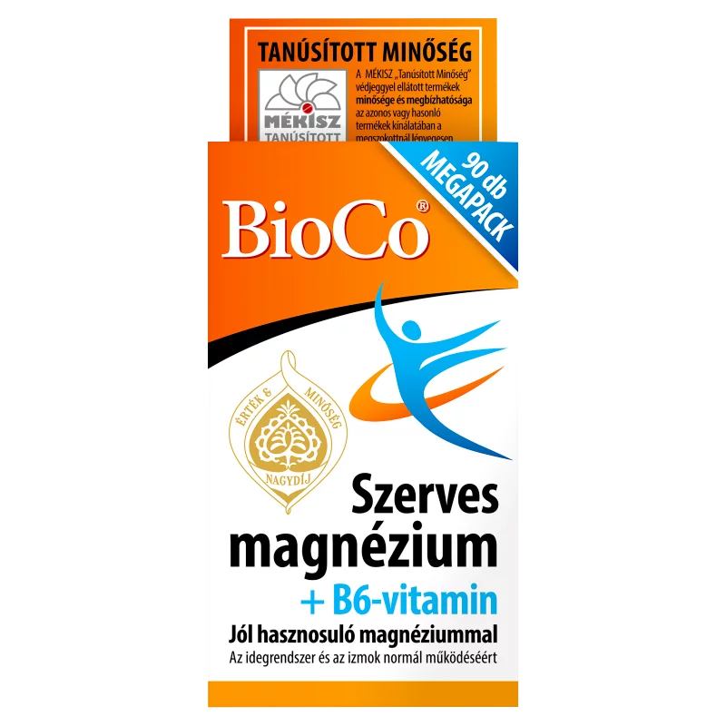 BioCo Szerves Magnézium+B6-vitamin Megapack tabletta 90 x 1,125 g (101,25 g)