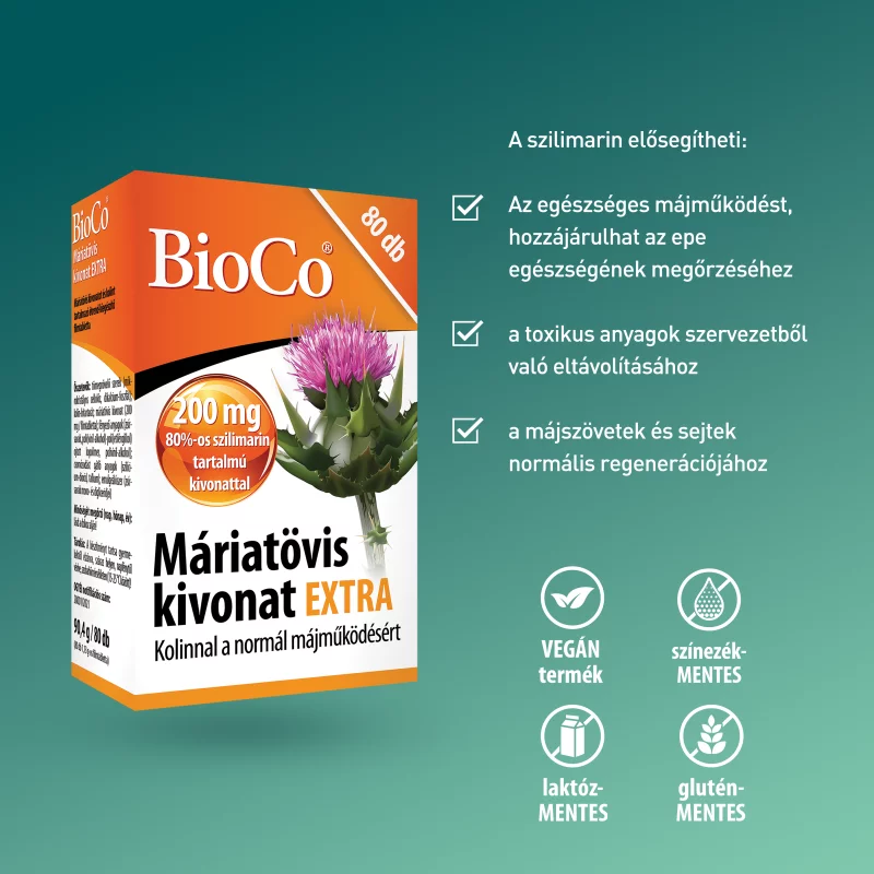 BioCo Máriatövis kivonat Extra étrend-kiegészítő filmtabletta 80 x 1,13 g (90,4 g)