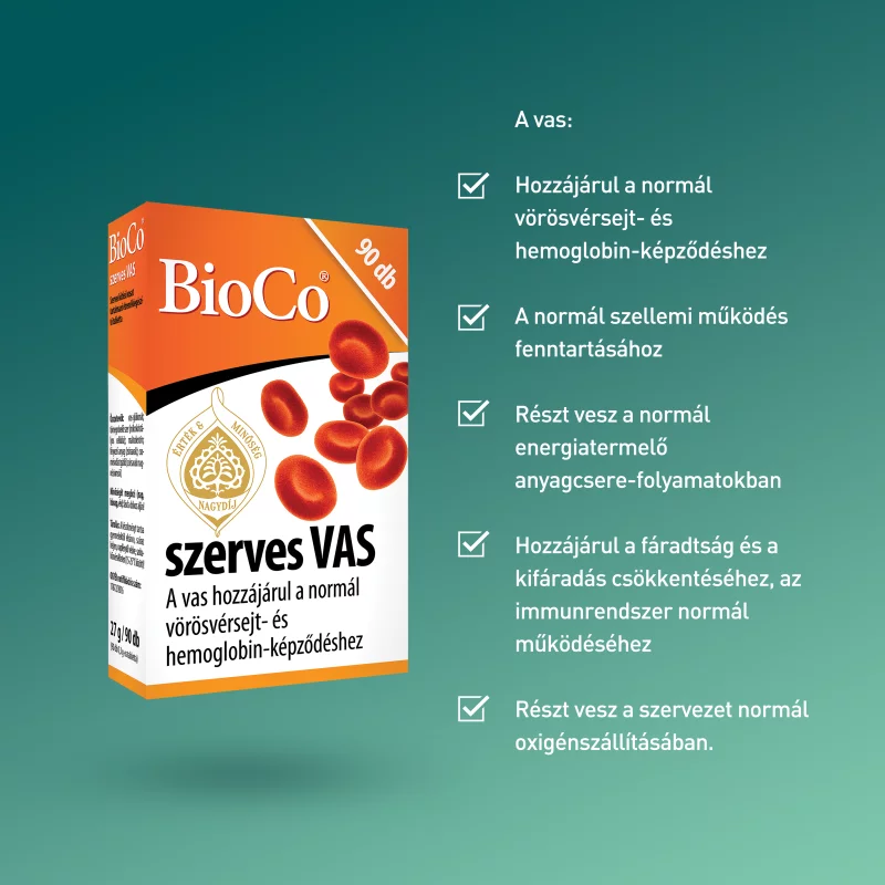 BioCo szerves Vas tabletta 90 x 0,3 g (27 g)