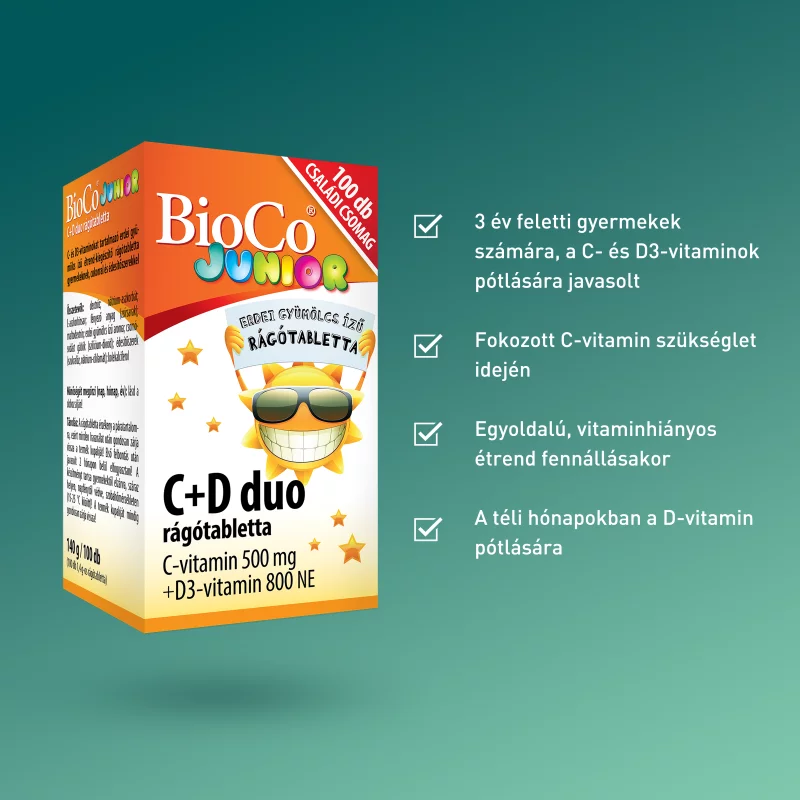 BioCo Junior C+D duo rágótabletta 100 x 1,4 g (140 g)