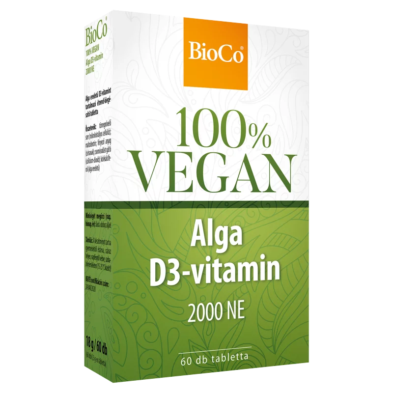 BioCo 100% Vegan Alga D3-vitamin 2000 NE tabletta 60 x 0,3 g (18 g)