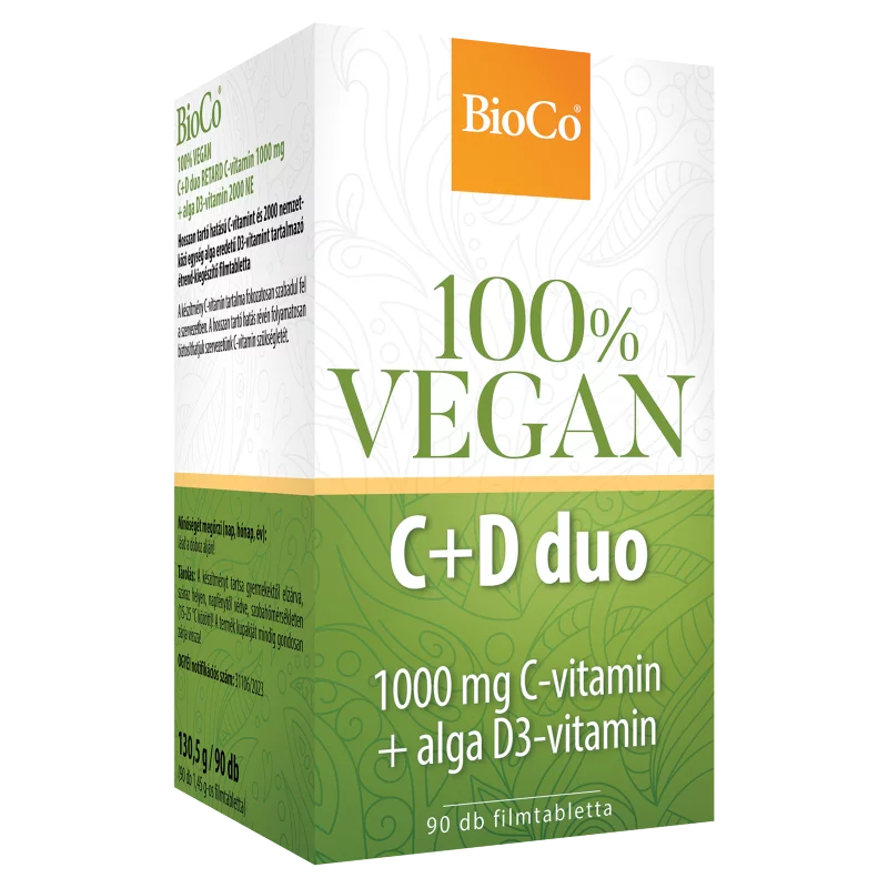 BioCo 100% Vegan C+D duo étrend-kiegészítő filmtabletta 90 x 1,45 g (130,5 g)