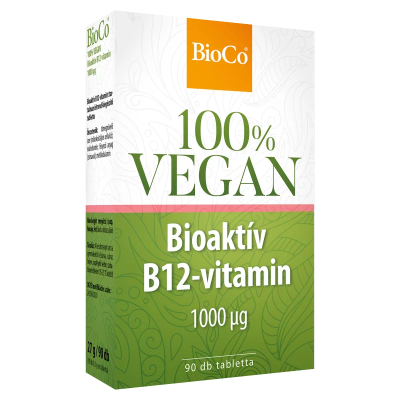 BioCo 100% Vegan Bioaktív B12-vitamin 1000 μg tabletta 90 x 0,3 g (27 g)
