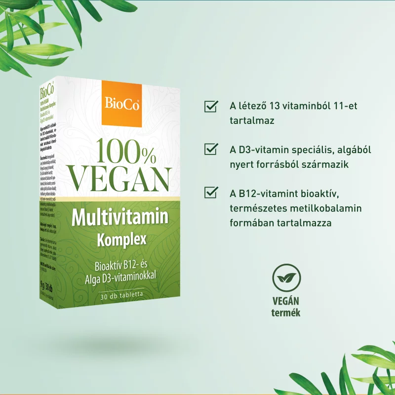 BioCo 100% Vegan Multivitamin Komplex étrend-kiegészítő tabletta 30 x 0,3 g (9 g)