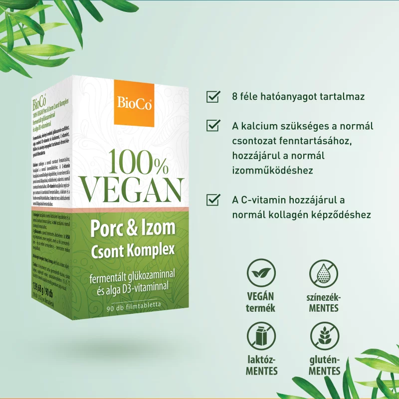 BioCo 100% Vegan Porc & Izom Csont Komplex filmtabletta 90 x 1,552 g (139,68 g)