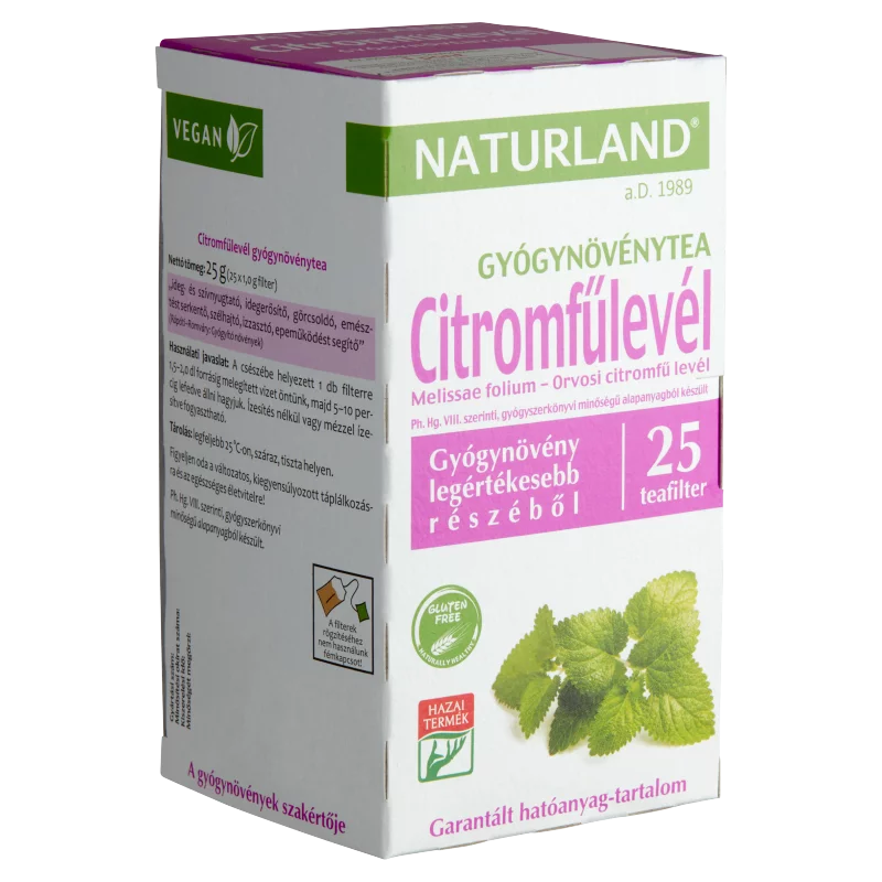Naturland citromfűlevél gyógynövénytea 25 filter 25 g