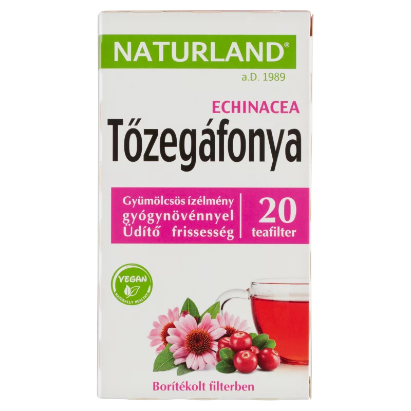 Naturland tőzegáfonya & echinacea gyümölcstea 20 filter 40 g
