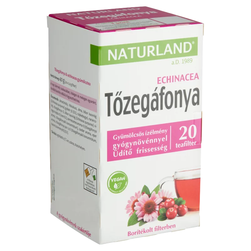 Naturland tőzegáfonya & echinacea gyümölcstea 20 filter 40 g