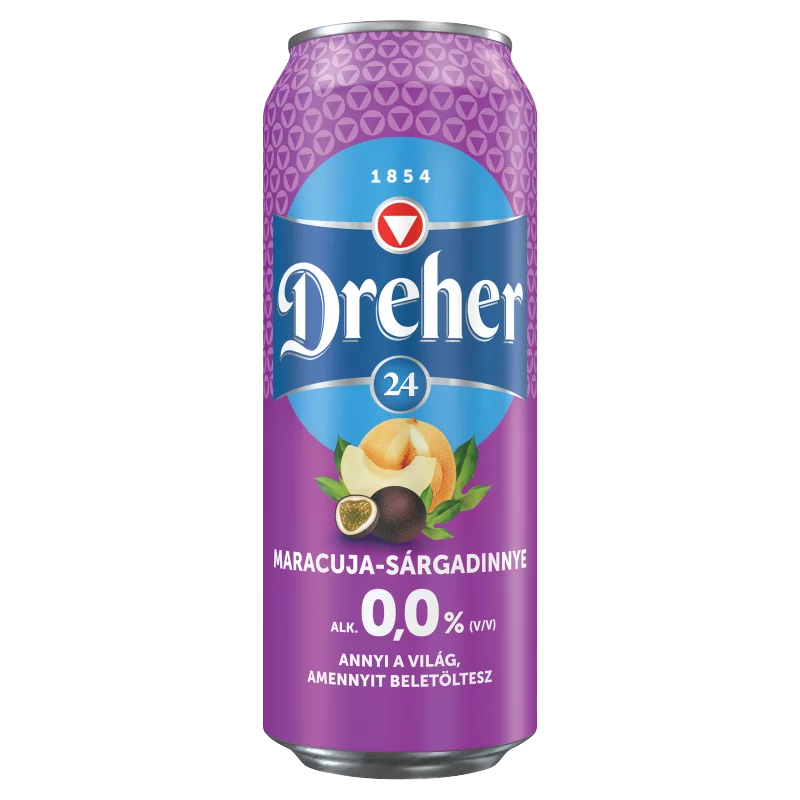 Dreher 24 alkoholmentes világos sör és maracuja- sárgadinnye ízű ital keveréke 0,0% 0,5 l