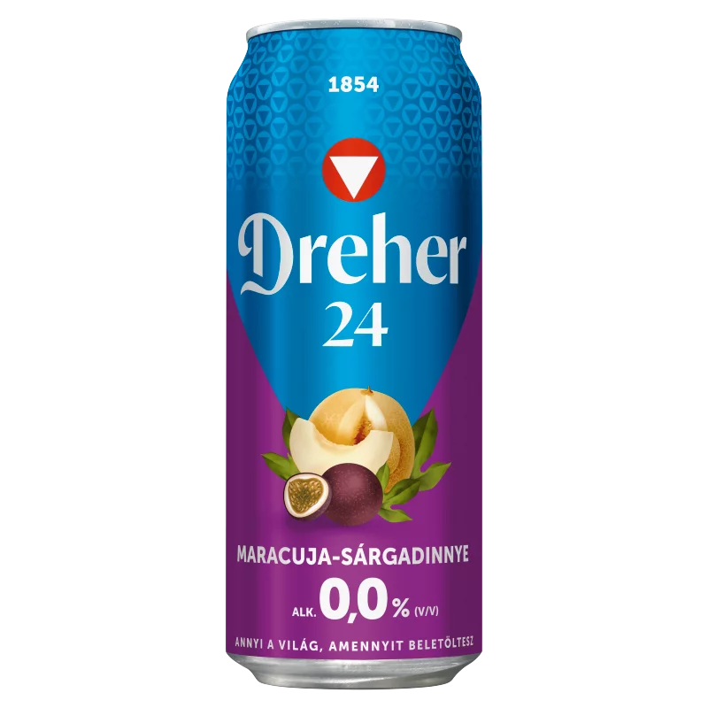 Dreher 24 alkoholmentes világos sör és maracuja-sárgadinnye ízű ital keveréke 0,0% 0,5 l
