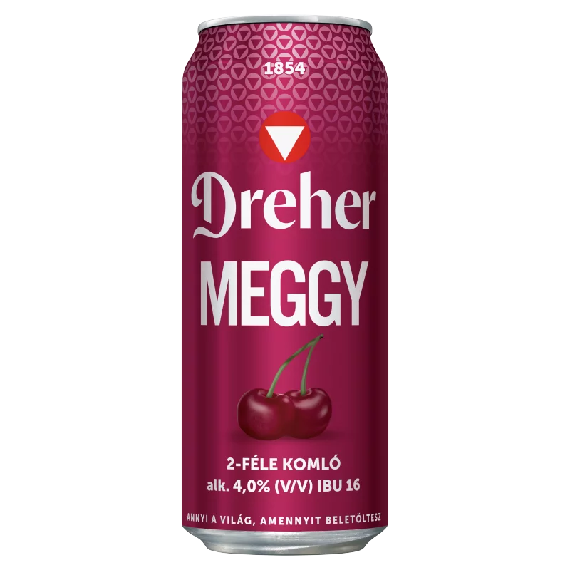 Dreher Meggy világos sör és meggy ízű ital keveréke 4% 0,5 l
