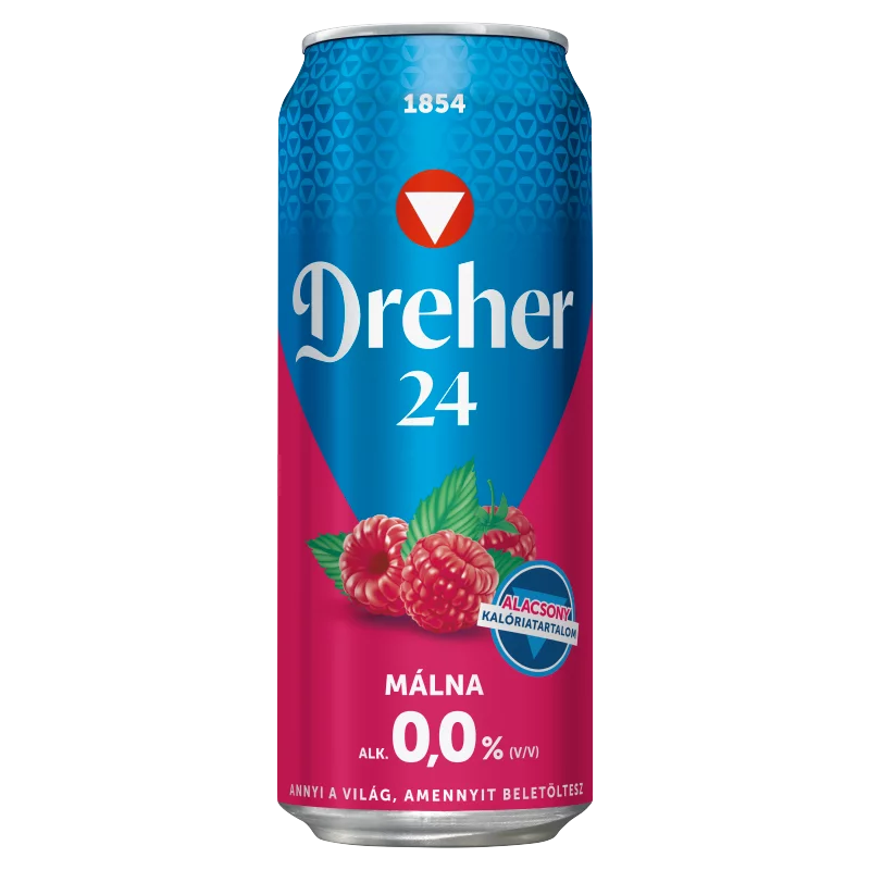 Dreher 24 Málna alkoholmentes világos sör és málna ízű ital keveréke édesítőszerrel 0,0% 0,5 l