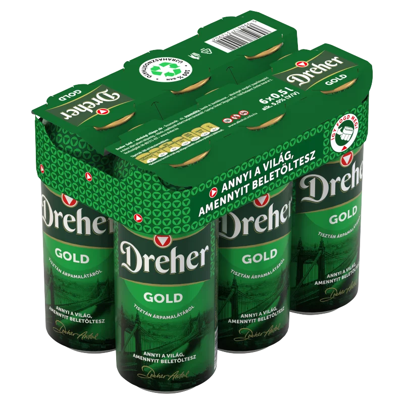 Dreher Gold minőségi világos sör 5% 6 x 0,5 l
