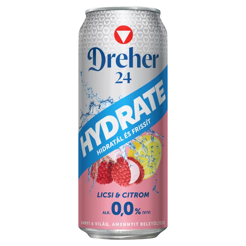 Dreher 24 Hydrate alkoholmentes világos sör és licsi-citrom ízű ital keveréke 0,0% 0,5 l