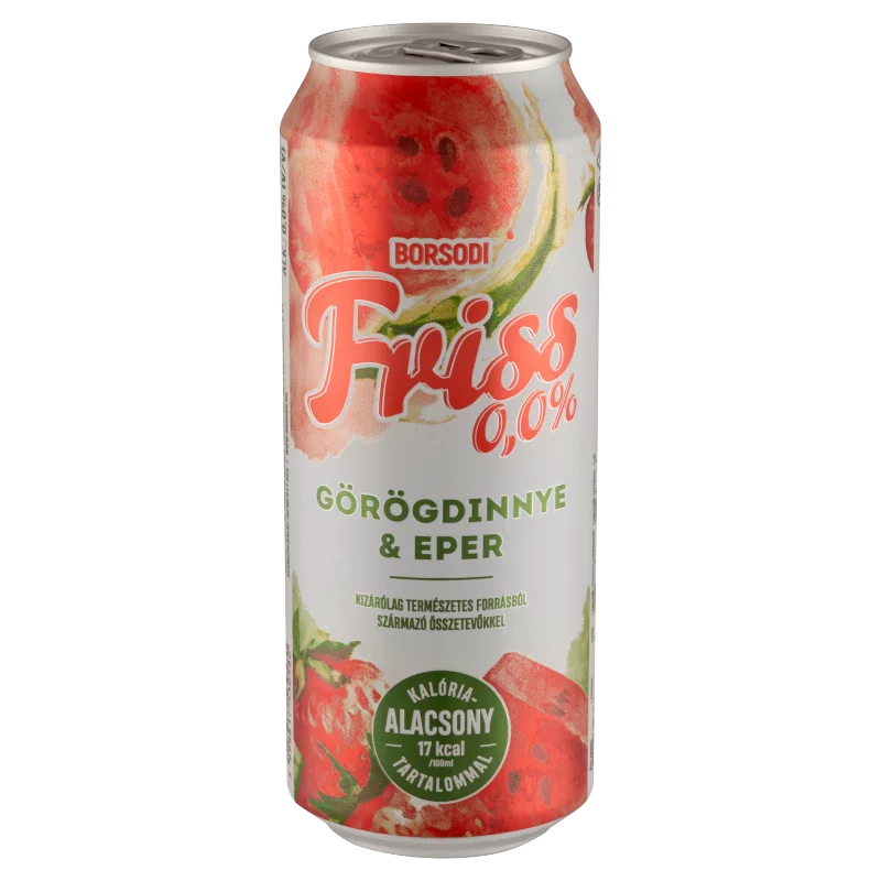 Borsodi Friss 0,0% görögdinnye-eper ízű ital és alkoholmentes világos sör keveréke 0,5 l 