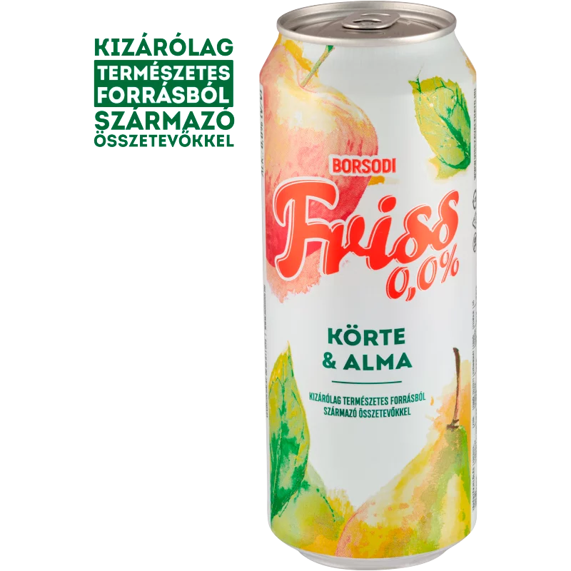 Borsodi Friss 0,0% körte-alma ízű ital és alkoholmentes világos sör keveréke 0,5 l
