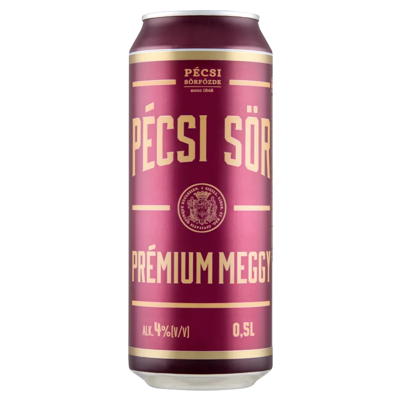 Pécsi Sör Prémium Meggy világos sör és meggy ízű szénsavas üdítőital keverék 4% 0,5 l